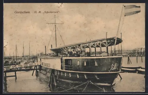 AK Gorinchem, Dampfer H. M. Schorpioen im Hafen