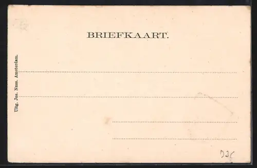 Lithographie Den Haag, Uferpartie, Wappen mit Kleeblättern, Passepartout