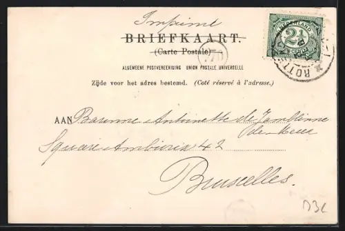 AK Rotterdam, De Witte Poort aan het einde der Leuvehaven westzijde afgebroken in 1854