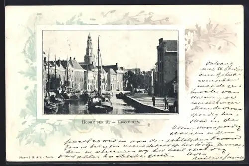 Lithographie Groningen, Hooge der A., Passepartout