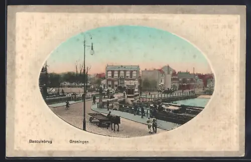 Präge-AK Groningen, Basculebrug, Passepartout
