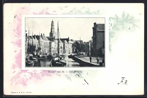 Lithographie Groningen, Hooge der A., Passepartout