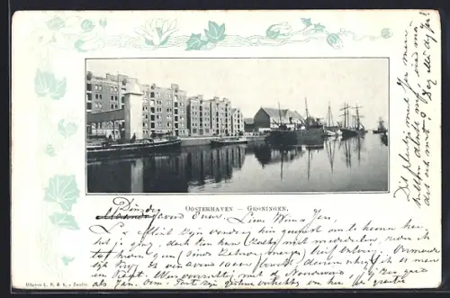 Lithographie Groningen, Oosterhaven, Passepartout