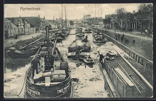 AK Martenshoek, Kanal mit Dampfer Twee Provincien