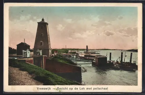 AK Vreeswijk, Gezicht op de Lek met peilschaal