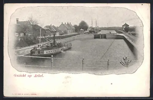 AK Arkel, Uferpartie mit Dampfboot