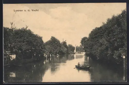AK Loenen a. d. Vecht, Uferpartie mit Boot