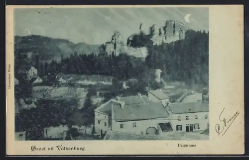 Mondschein-AK Valkenburg, Panorama