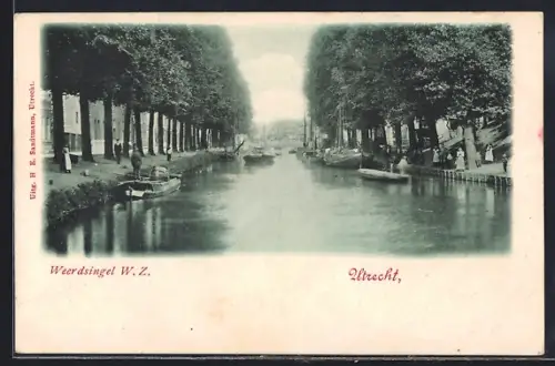 AK Utrecht, Weerdsingel, Kanalpartie mit Booten