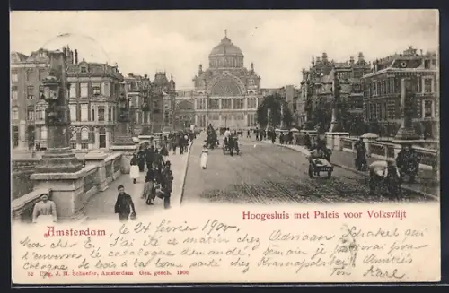 AK Amsterdam, Hoogesluis met Paleis voor Volksvlijt