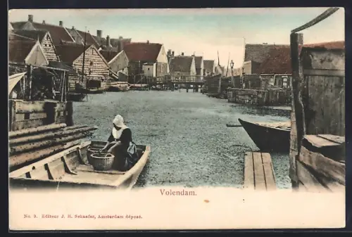 AK Volendam, Panorama mit Brücke