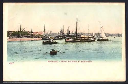 AK Rotterdam, Rivier de Maas in Rotterdam, Bootspartie