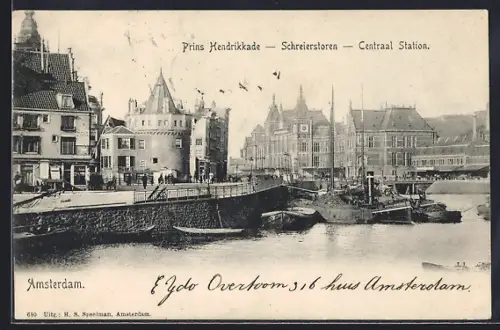 AK Amsterdam, Prins Hendrikkade, Schreierstoren, Centraal Station