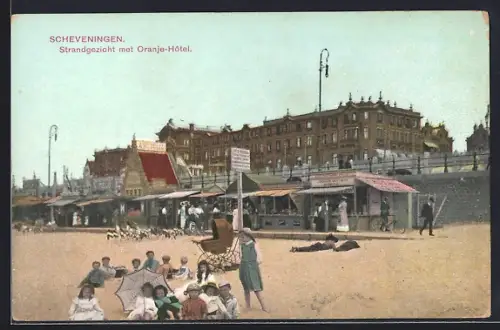 AK Scheveningen, Strandgezicht met Oranje-Hotel