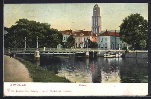 AK Zwolle, Partie am Eekwal im Abendlicht