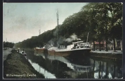 AK Zwolle, Willemsvaart, Frachtschiffe auf dem Kanal