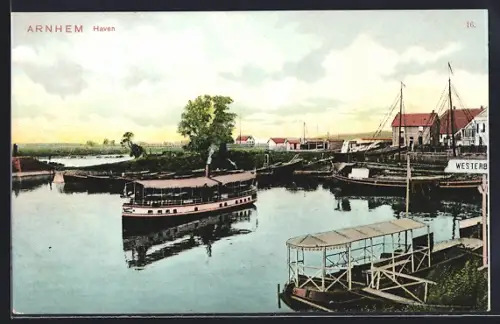 AK Arnhem, Haven, Schiffe am Quai
