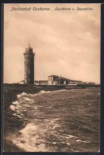 AK Cuxhaven, Leuchtturm, Seepavillon