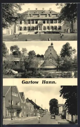 AK Gartow /Hann., Schloss, Seege-Brücke, Springstrasse