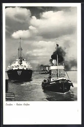 AK Emden, Neue Hafen, Schiffe Odin und Wangerooge