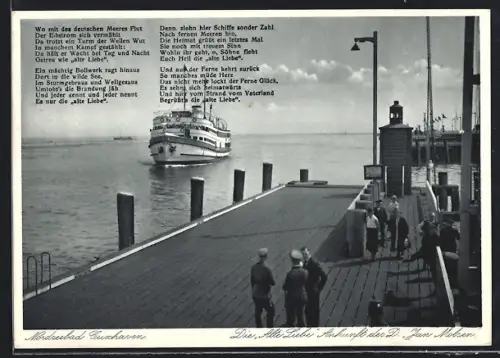 AK Cuxhaven, Ankunft des Dampfers Jan Molsen