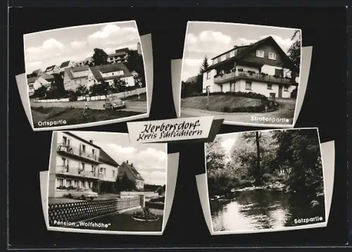 AK Kerbersdorf /Schlüchtern, Ortspartie, Strassenpartie, Pension Wolfshöhe, Salzpartie