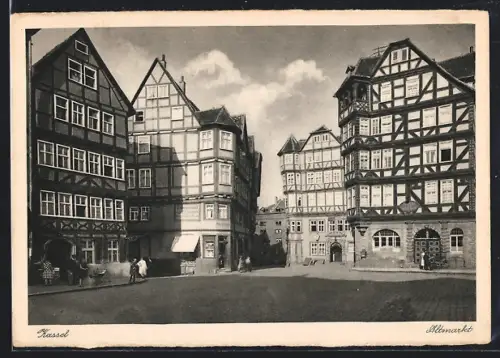 AK Kassel, Altmarkt, Fachwerkhäuser