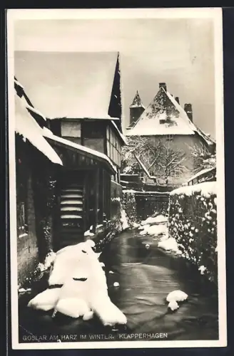 AK Goslar am Harz, Klapperhagen im Winter