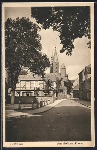 AK Goslar, Am Heiligen Kreuz, Strassenszene