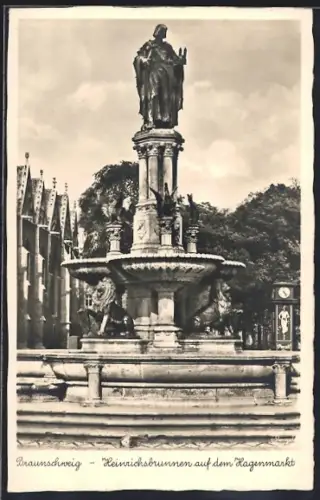 AK Braunschweig, Heinrichsbrunnen auf dem Hagenmarkt