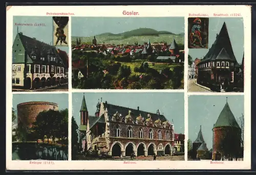 AK Goslar, Kaiserworth, Rathaus, Zwinger