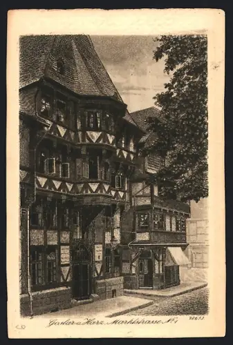 Künstler-AK Goslar, Markstrasse 1-2