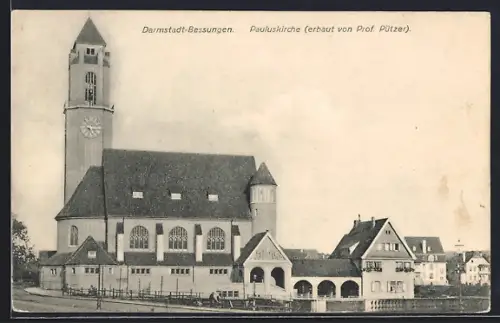 AK Darmstadt-Bessungen, Pauluskirche erbaut von Prof. Pützer