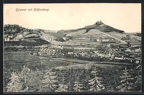 AK Geismar / Eichsfeld, Ortsansicht mit Hülfensberg