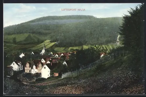 AK Helsa, Ortsansicht mit umgebenden Hügeln