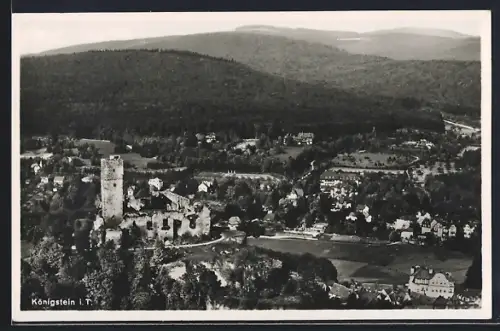 AK Königstein i. T., Burgruine und Blick auf den Ort