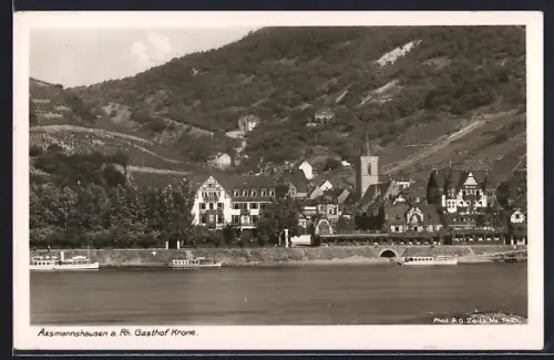 AK Assmannshausen a. Rh., Gasthof Krone, Kirche