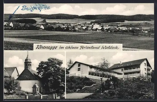 AK Rhenegge /Waldeck, Ortsansicht mit Kirche