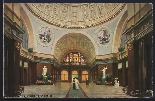 Künstler-AK Wiesbaden, Kurhaus, Vorhalle