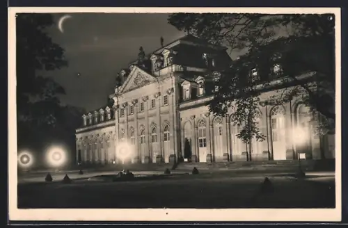 Mondschein-AK Fulda, Orangerie bei Nacht