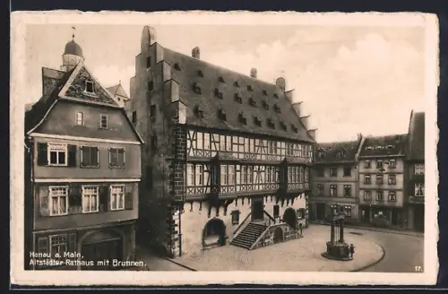 AK Hanau a. Main, Altstädter Rathaus mit Brunnen