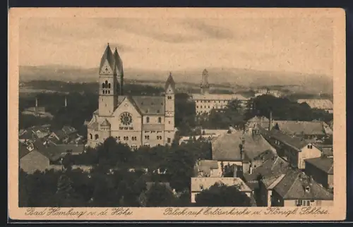 AK Bad Homburg v. d. Höhe, Blick auf Erlöserkirche und Königl. Schloss