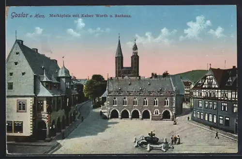 AK Goslar a. Harz, Marktplatz, Kaiser Worth, Rathaus