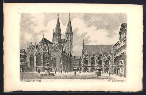 Künstler-AK Braunschweig, Altstadtmarkt