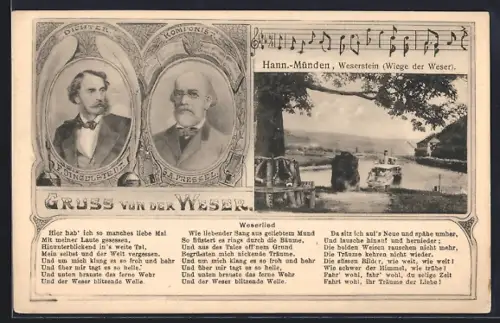 AK Hann.-Münden, Weserstein, Weserlied