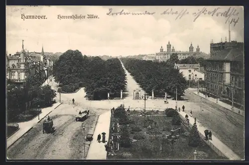 AK Hannover, Blick in die Herrenhäuser Allee