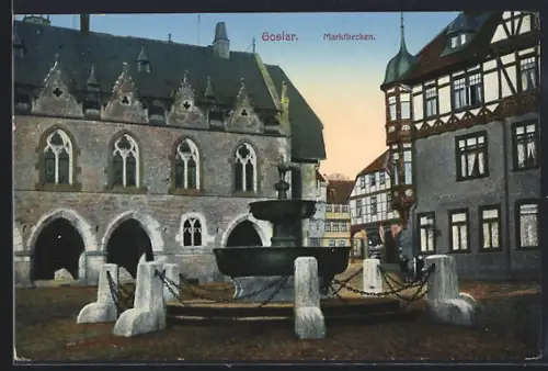 AK Goslar, Marktbecken in der Innenstadt