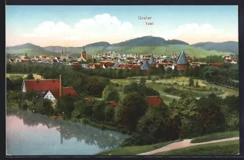 AK Goslar, Ortsansicht mit Blick in die Berge