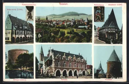 AK Goslar, Hotel Kaiserworth, Der Zwinger, Das Rathaus