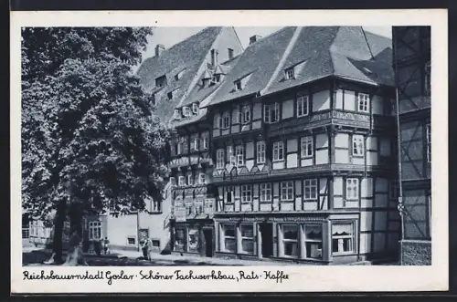 AK Goslar, Schöner Fachwerkbau mit Rats-Kaffee